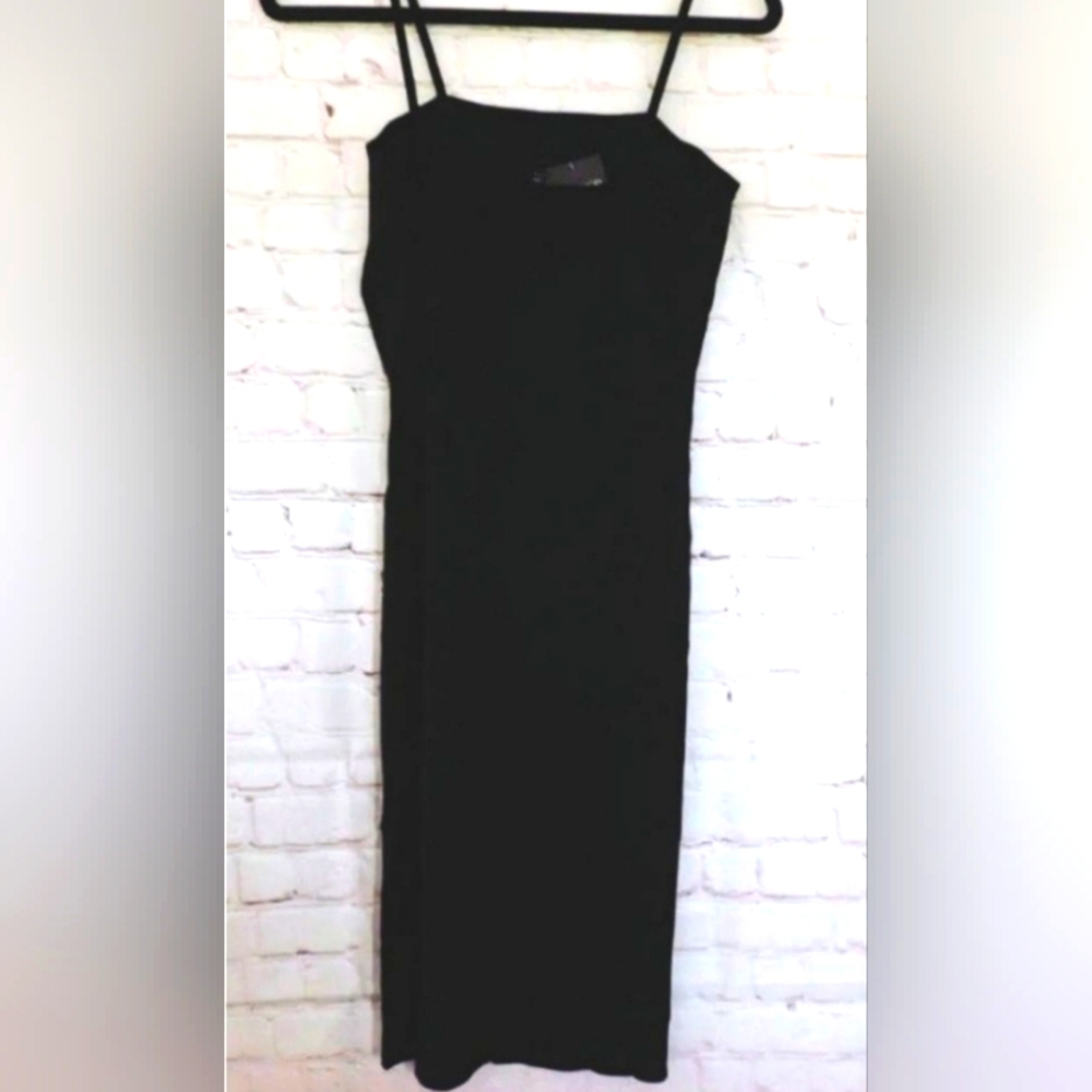 Black Sleeveless Dress Topshop Bodycon Black Spaghetti Strap Midi Dress NWT 12